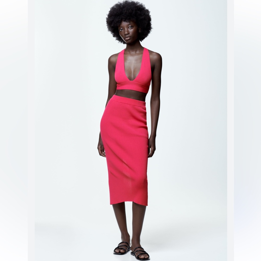 Zara Pink Midi Skirt & Top Set